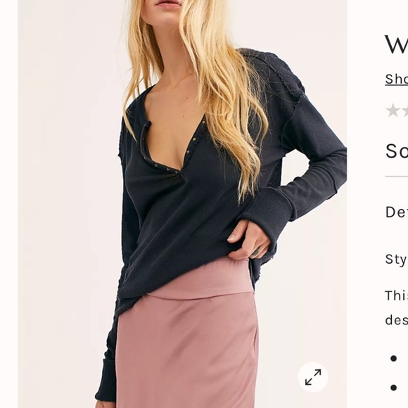 Free people] Black combo Army inspired Stud trim Relaxed fit Long sleeve T-shirt - Picture 2 of 12